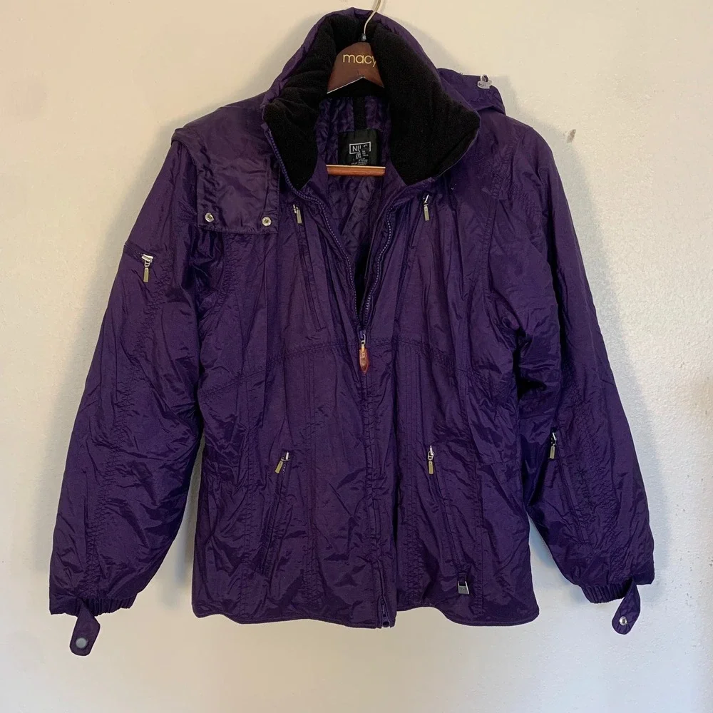 NILS Purple Hooded Ski Jacket Women's Size 12 Winter Coat Warm Puffer‎ Outerwear