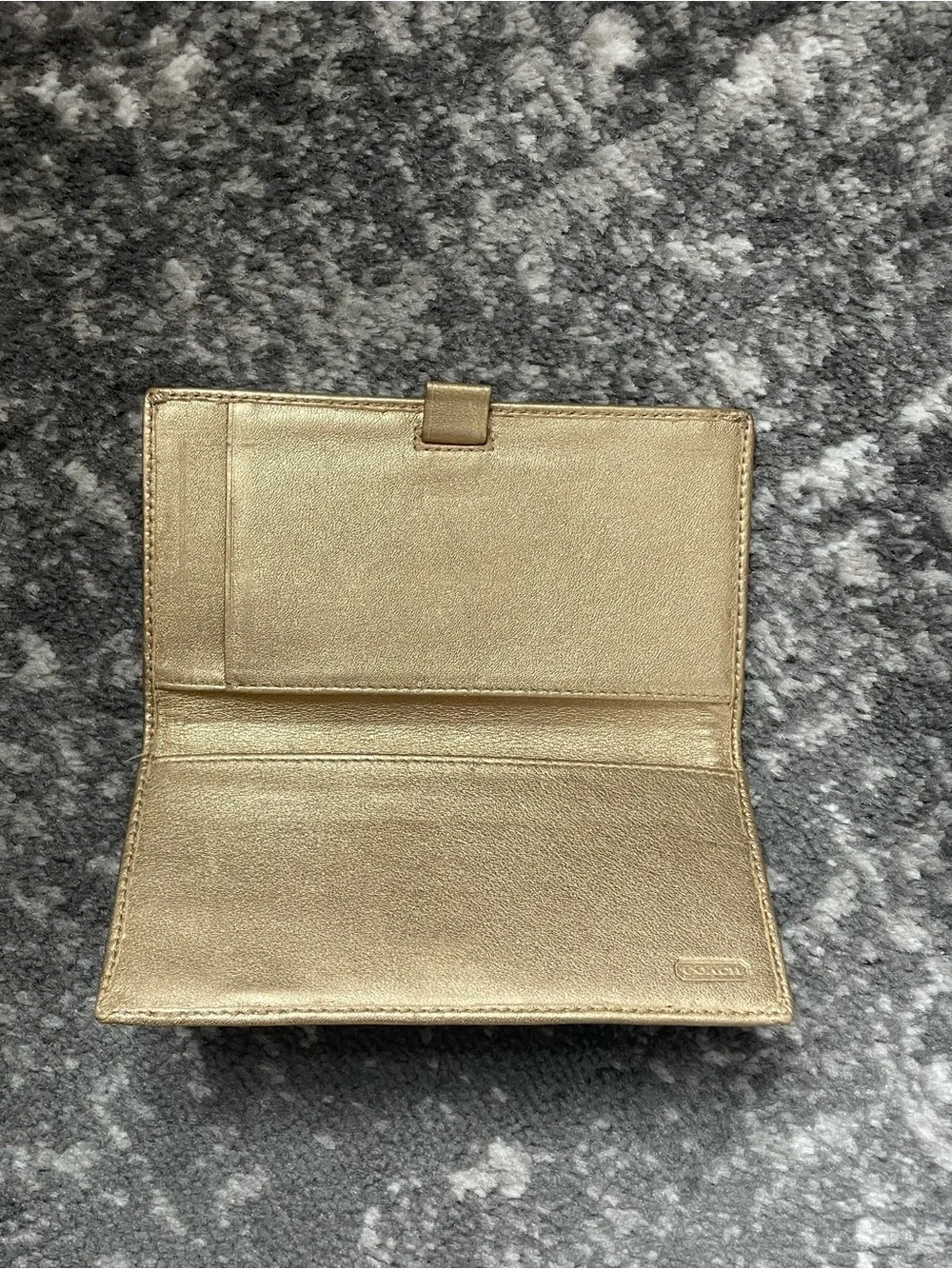 VTG Coach Khaki and Metallic Gold Signature Continental Wallet