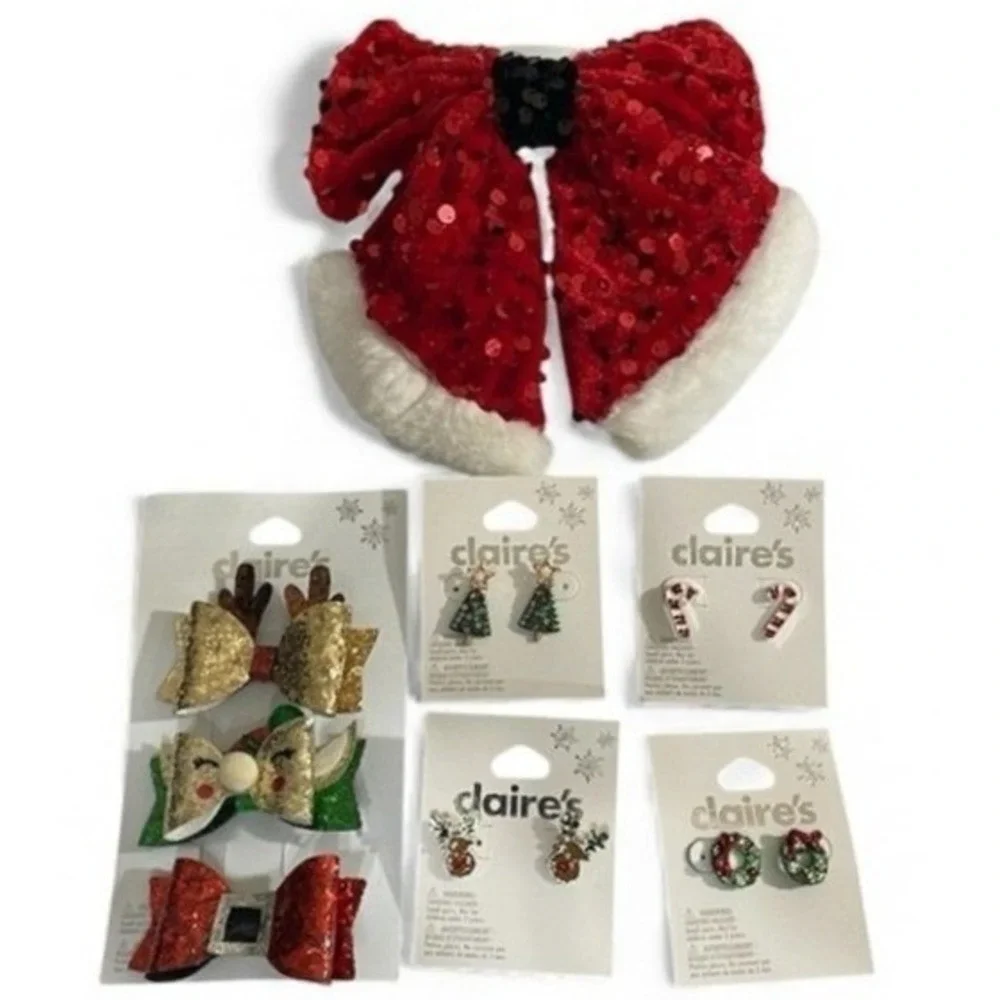 NWT‎ Set of Claire's Holiday Earrings & Hair Accessories