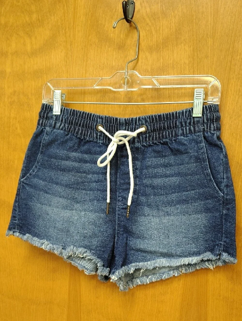 Kendall & Kylie The Jogger Short Denim Drawstring Frayed Shorts