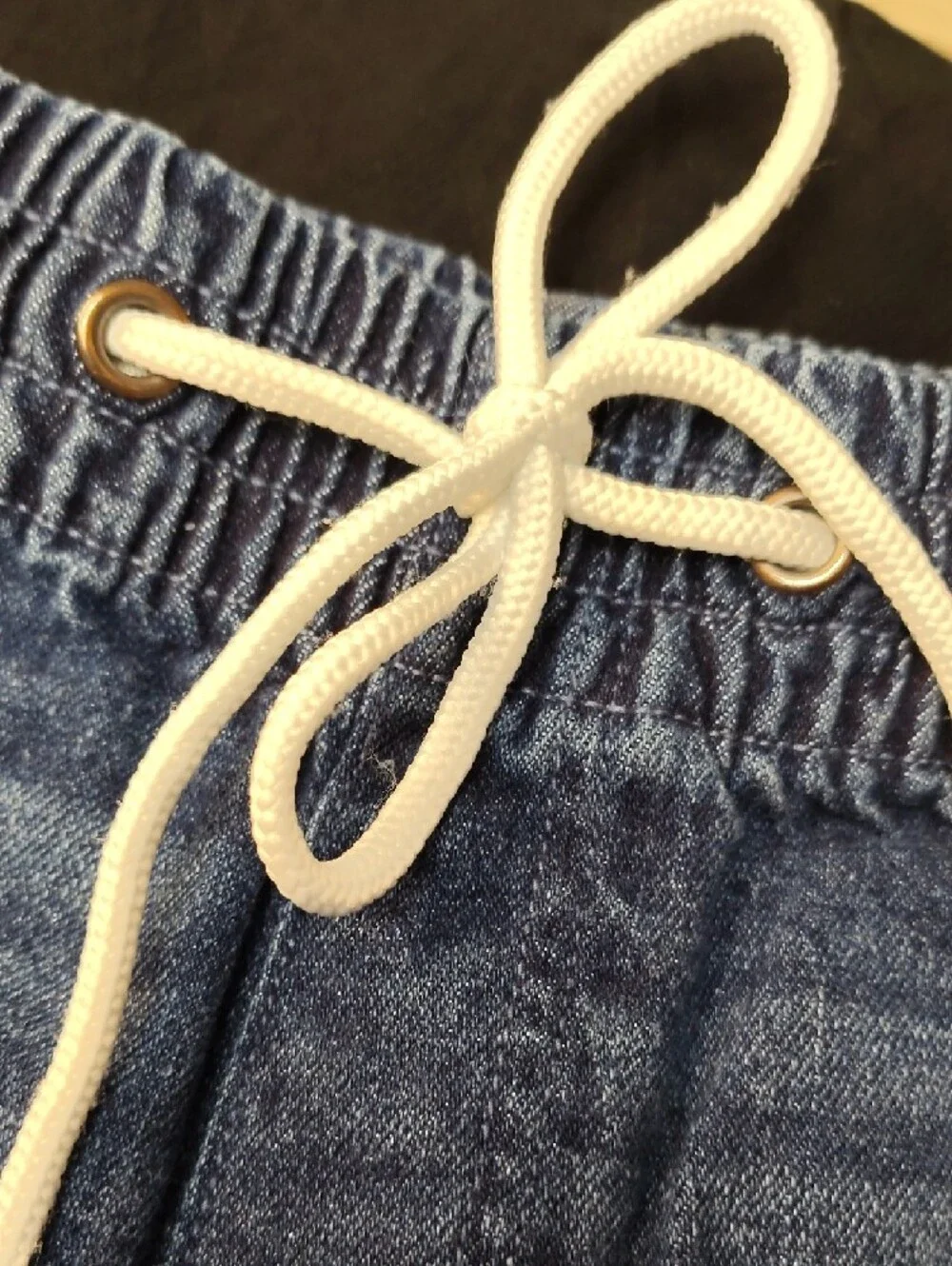 Kendall & Kylie The Jogger Short Denim Drawstring Frayed Shorts