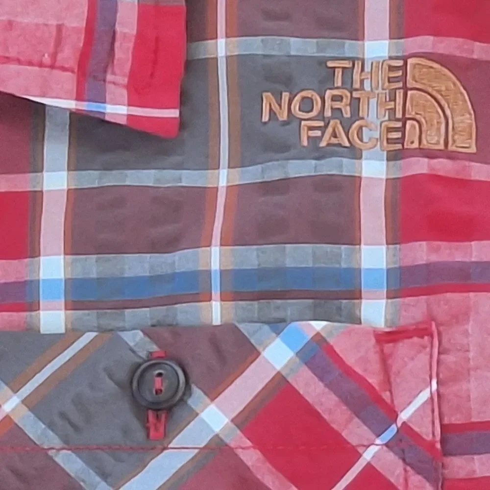 The North Face Seersucker Shirt QuickDry SS Alcoasta Red Plaid Button Up XXL 2XL