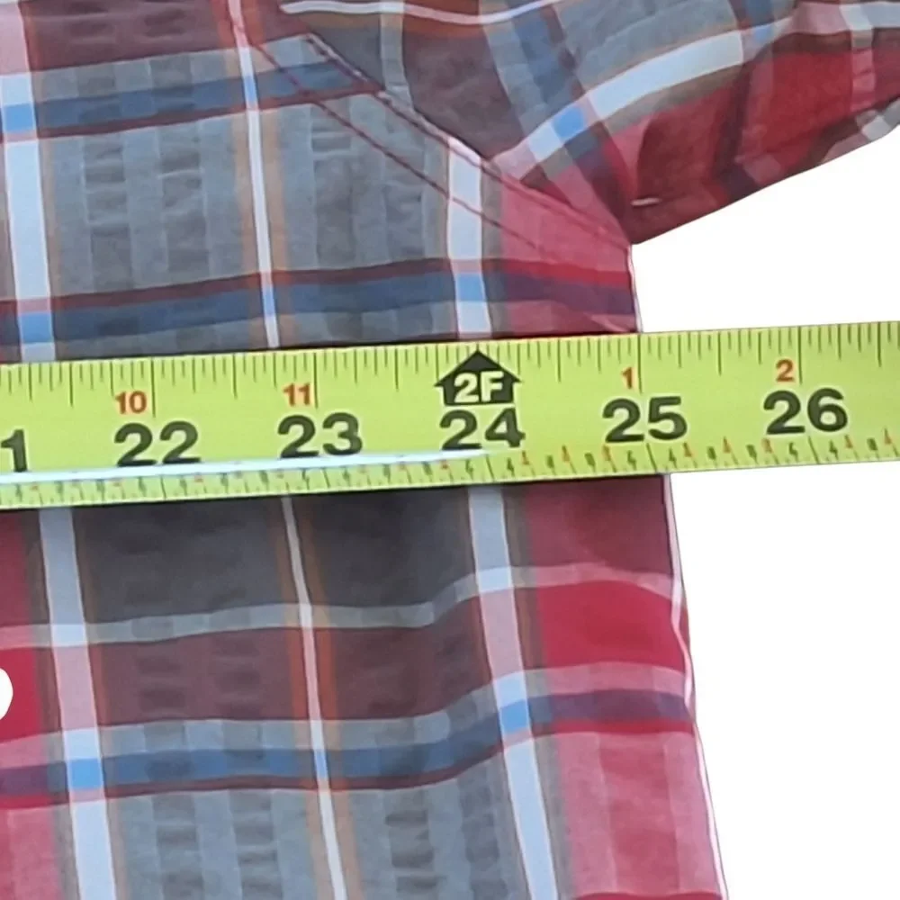 The North Face Seersucker Shirt QuickDry SS Alcoasta Red Plaid Button Up XXL 2XL