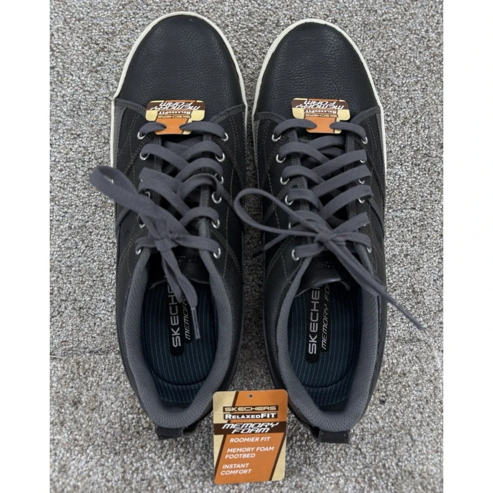 Skechers Relaxed Fit Planfix Romelo Sneaker Men's 13 Charcoal Leather New in Box