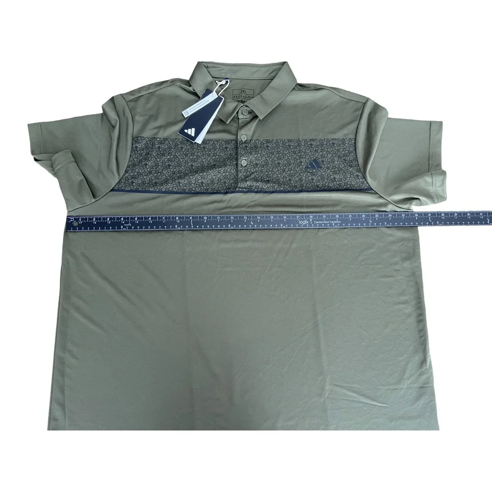 Men's Adidas Chest Print Polo Olive‎ Strata XXL New