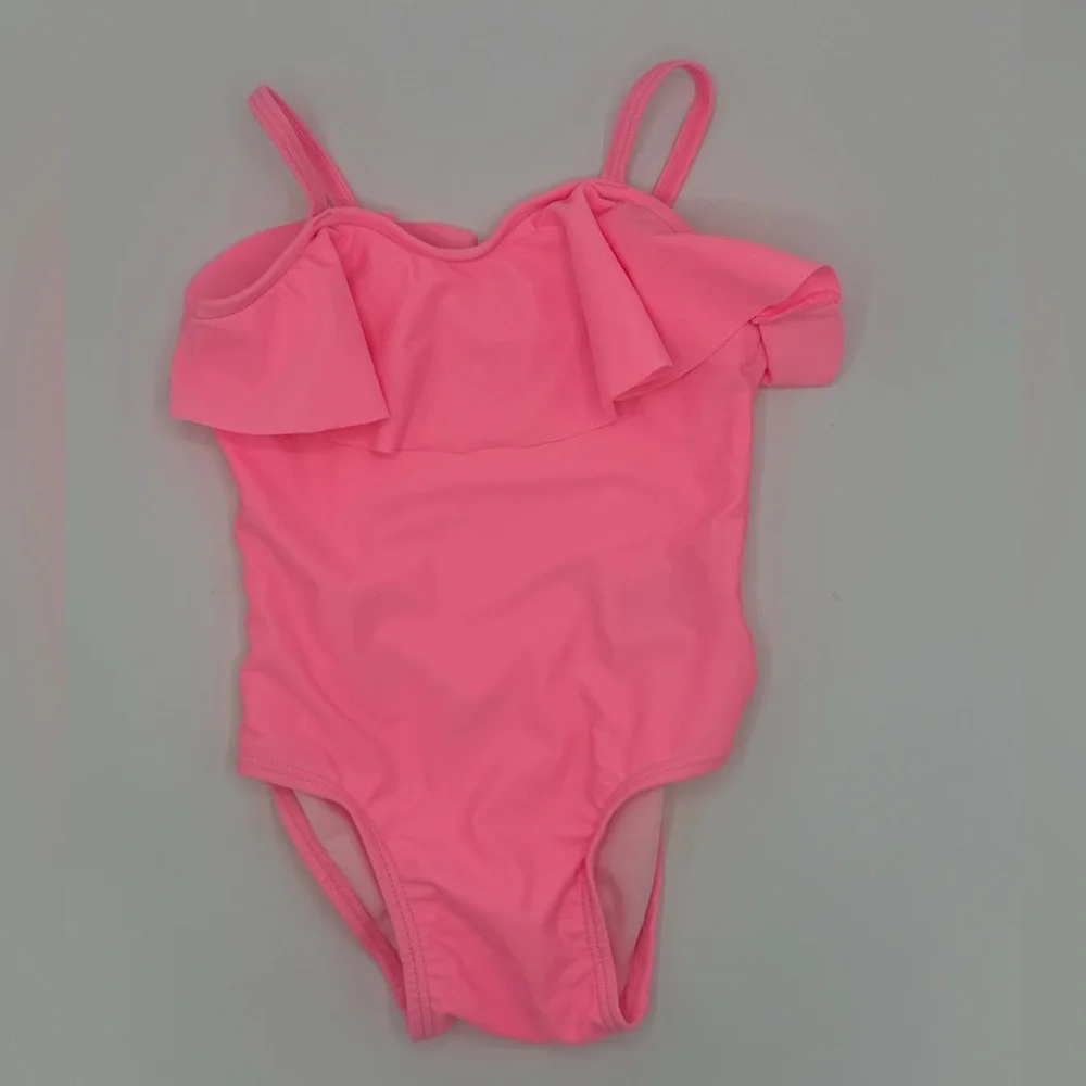 Baby Girls Old Navy Ruffle‎ Off-Shoulder Pink One-Piece Swimsuit