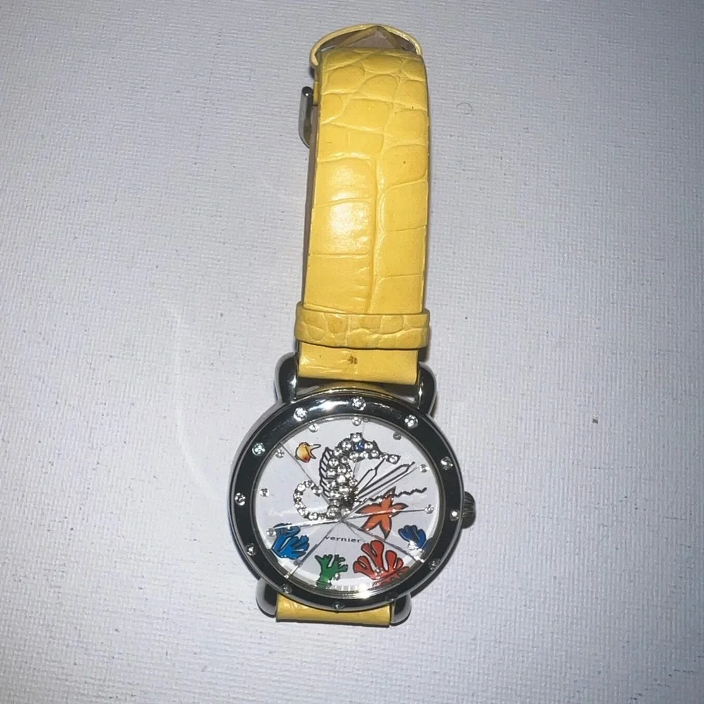 ♦️ Yellow Leather Strap Women's Watch‎