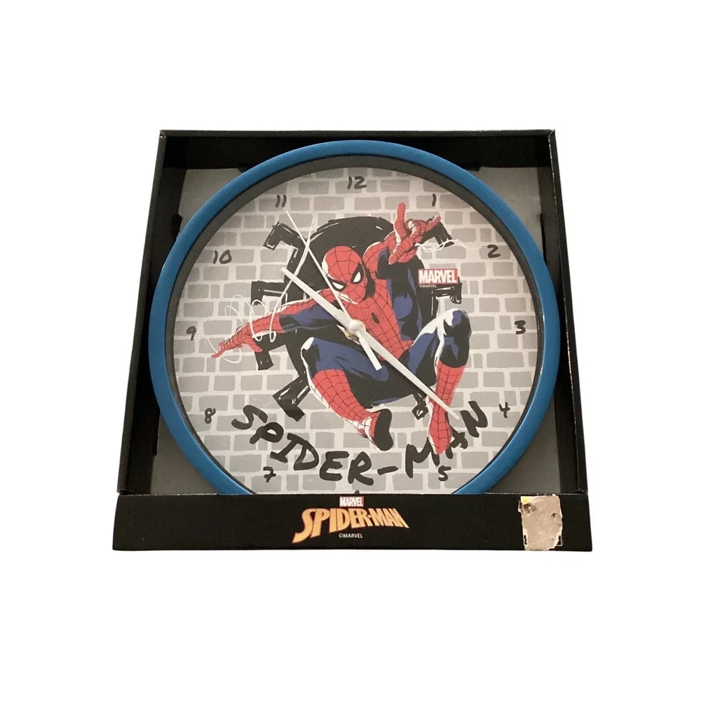 Marvel Spider-Man Decorative Wall Clock Blue Round Kids Room‎ Decor POX10MVSP01
