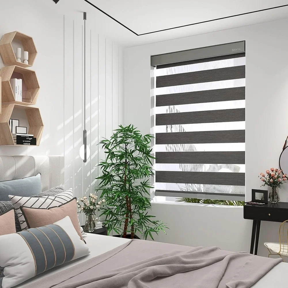 Pack of 2 Zebra Blinds Light Filtering Privacy Shades Day Night No Tool‎ 32x72