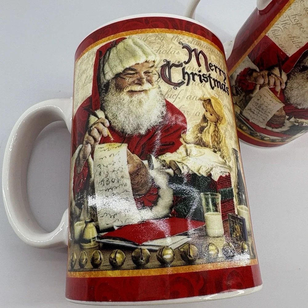 Lot Of 2 Burton + Burton Larry Hersberger‎ Collection Merry Christmas Santa Mugs