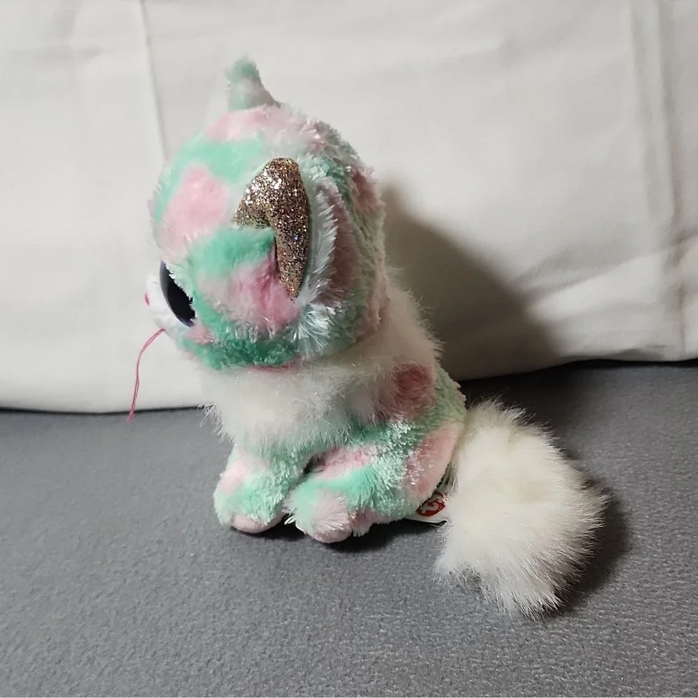 Ty Opal TySilk Plush Cat Pastel Colors Large Eyes 049563