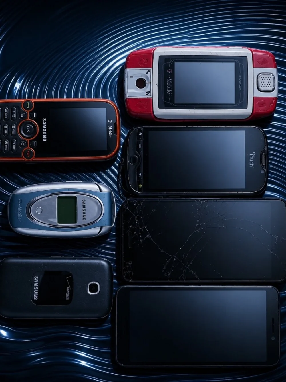 Samsung Mixed Color Phone Lot - Black, Red, Orange, Silver