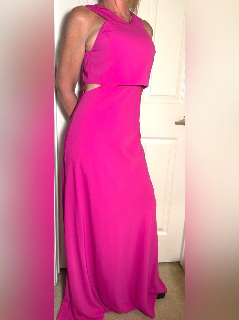 JILL STUART HOT PINK CUTOUT MAXI DRESS S