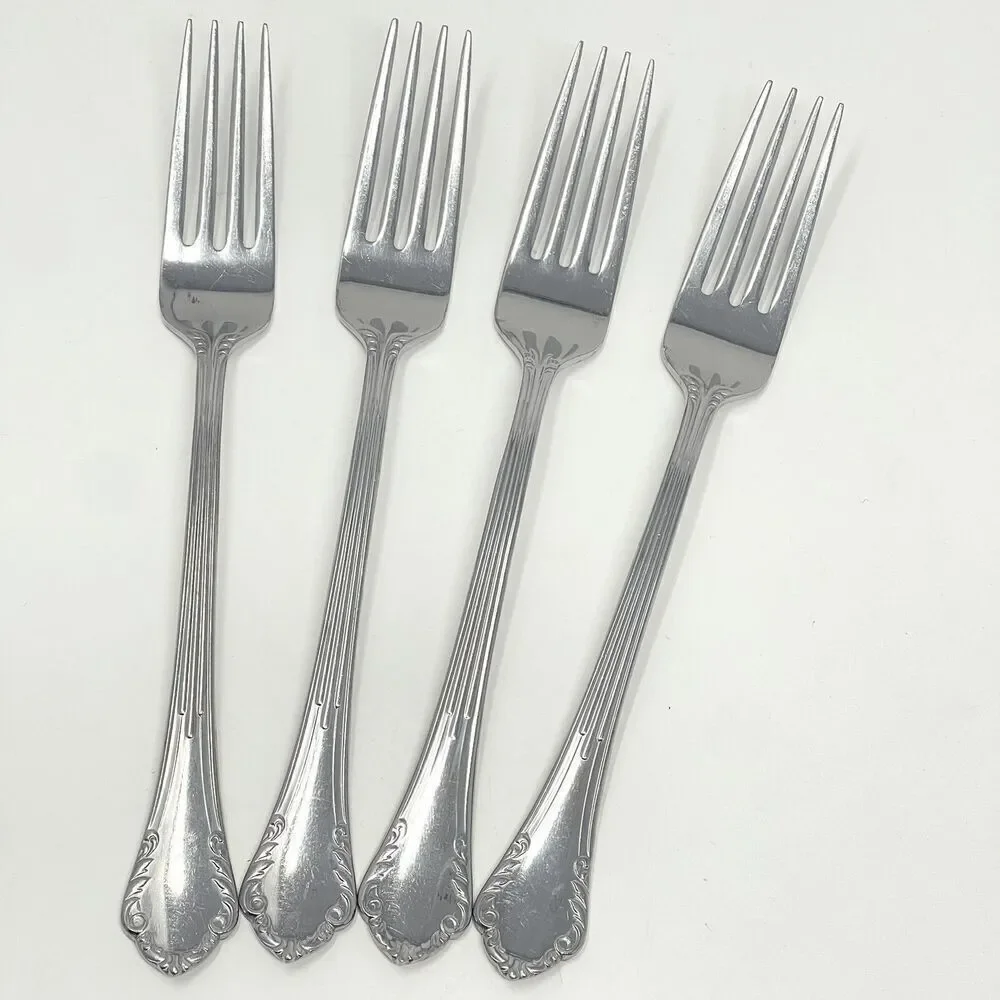Reed & Barton VAUXHALL Stainless Glossy Set of 4 Dinner Place Forks 7.75