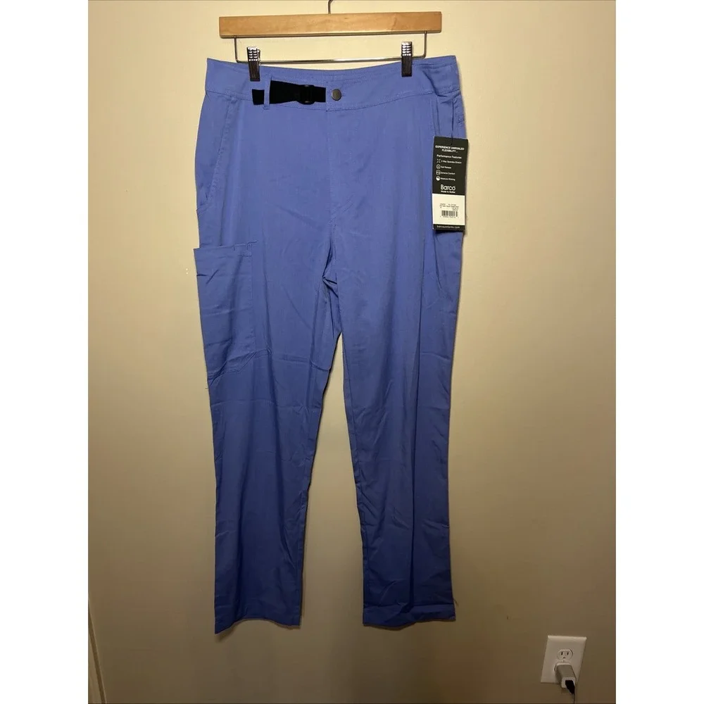 NWT Greys Anatomy 4 Pocket Belt Waist Cargo Scrub Pant Medium Ciel‎ Blue Medical