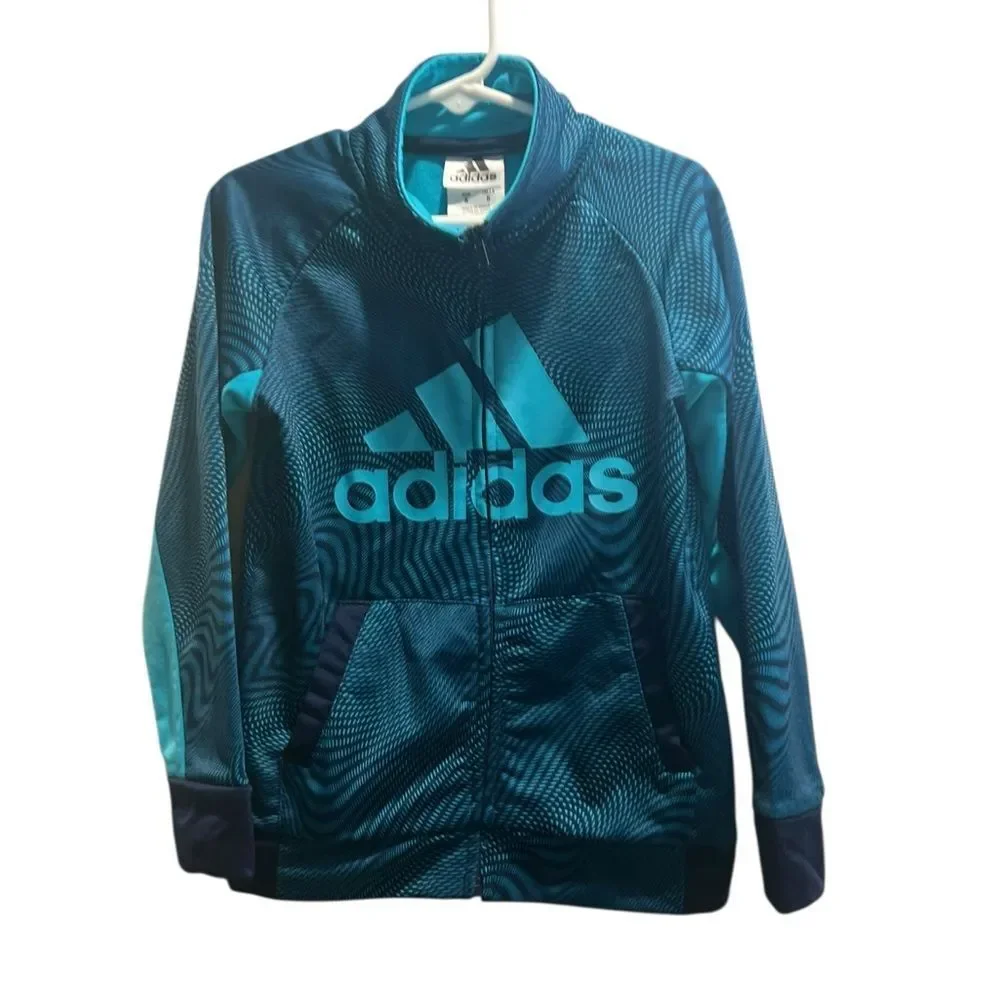 Adidas Kids Athletic Zip-Up Jacket Blue/Teal – Size 5