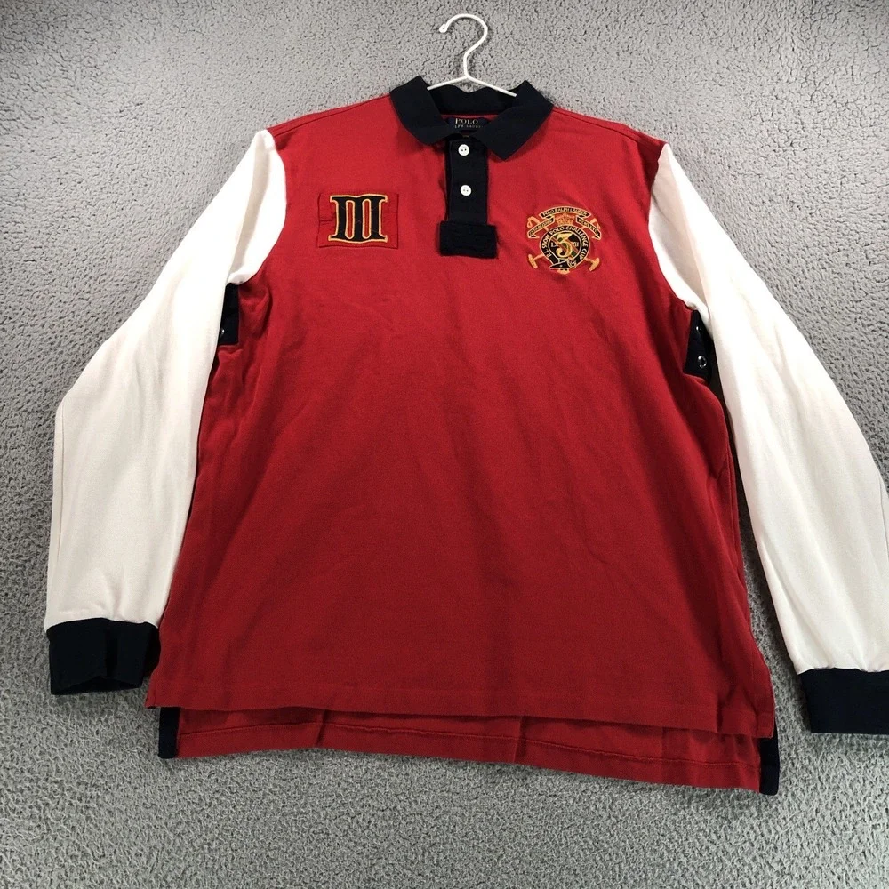 Polo Ralph Lauren Shirt Adult Extra Large Red Rugby‎ Snow Challenge Cup Crest