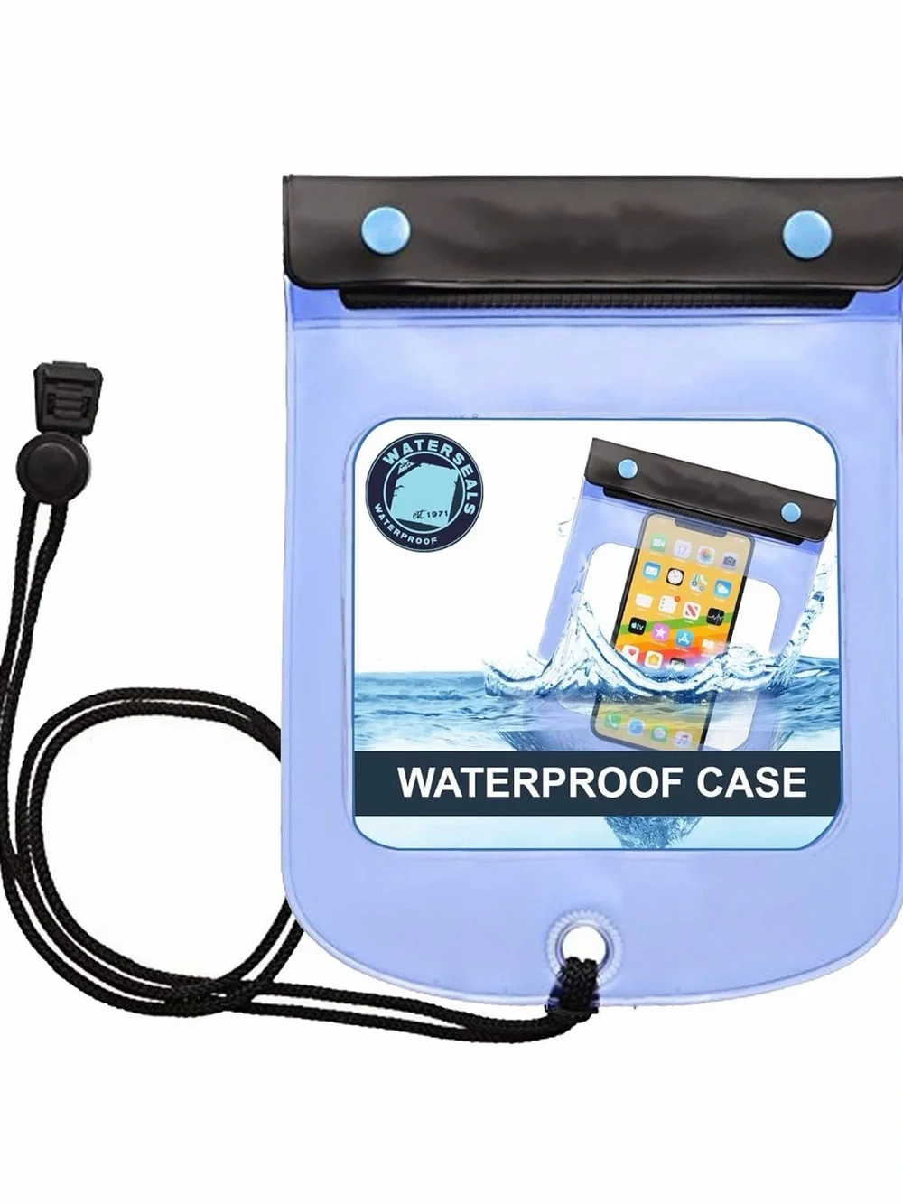 Blue Waterproof Phone Pouch Case - Universal Submersible Sleeve