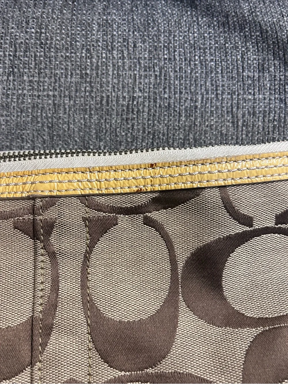 Coach Signature Jacquard Shoulder Bag with patent leather trim
