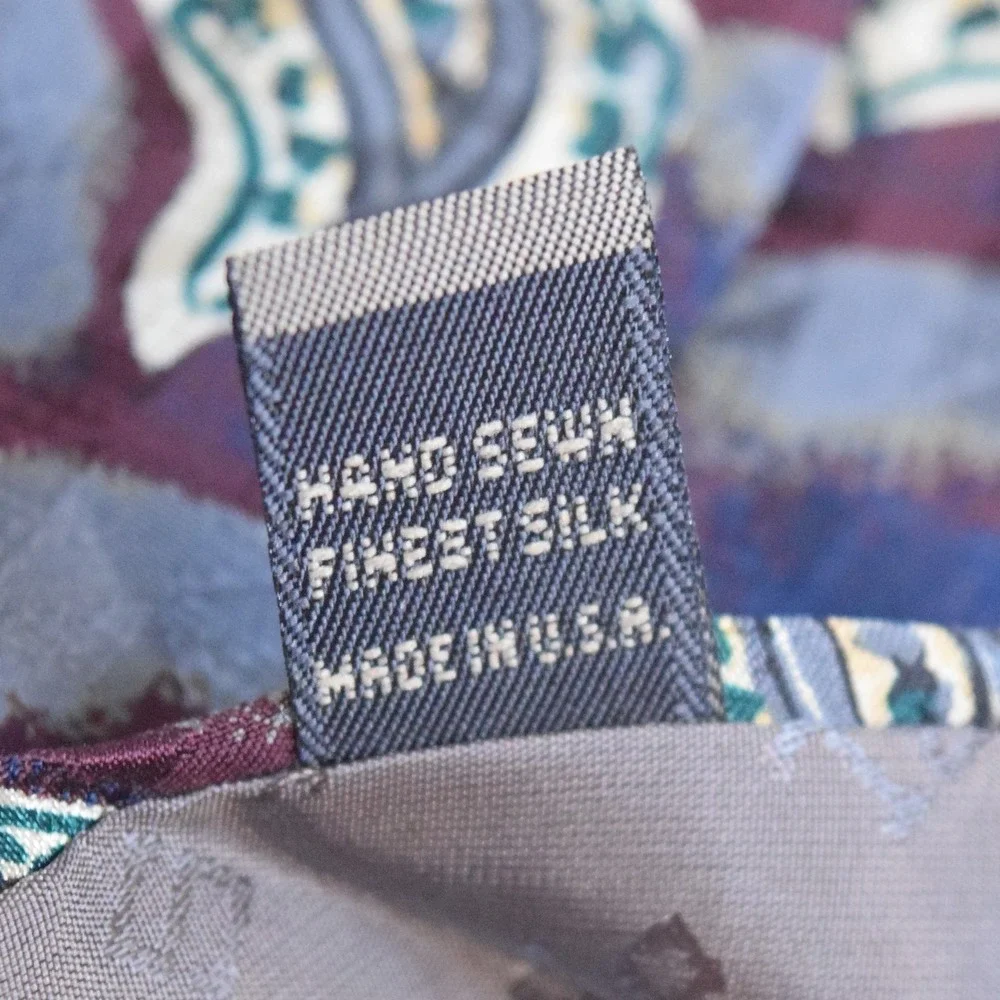 Robert Talbott Nordstrom Burgundy Teal Paisley USA Hand Sewn Vintage Silk Tie