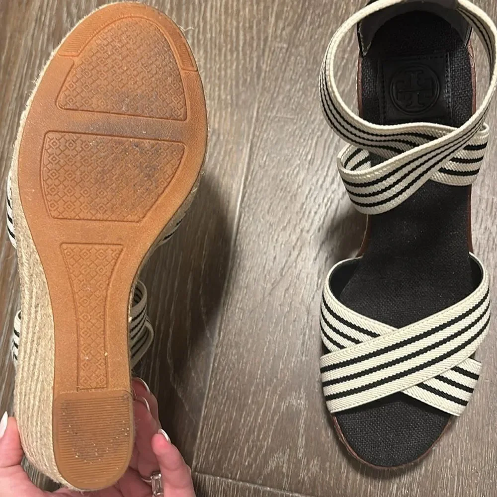 Tory Burch Black and White Women's Sandals Sz 9 with box