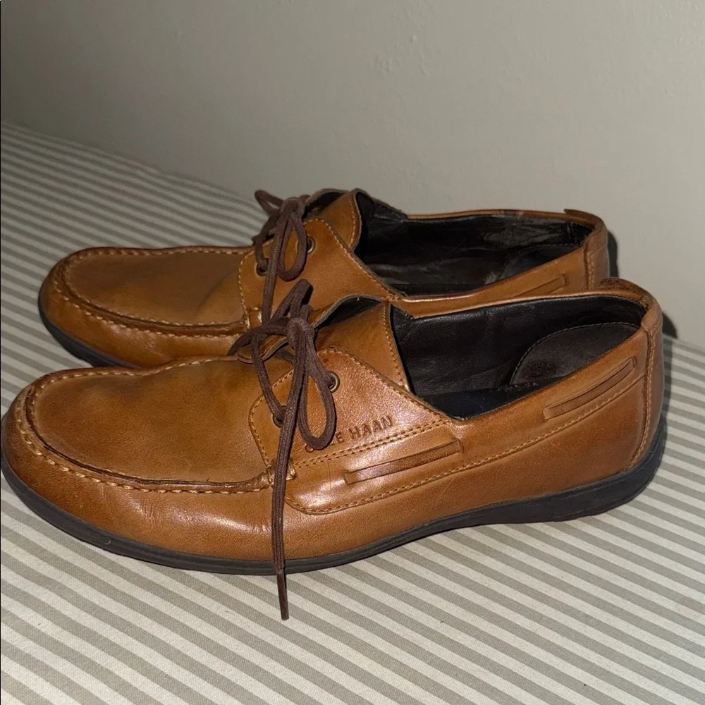Cole Haan Tan Leather Boat Shoes