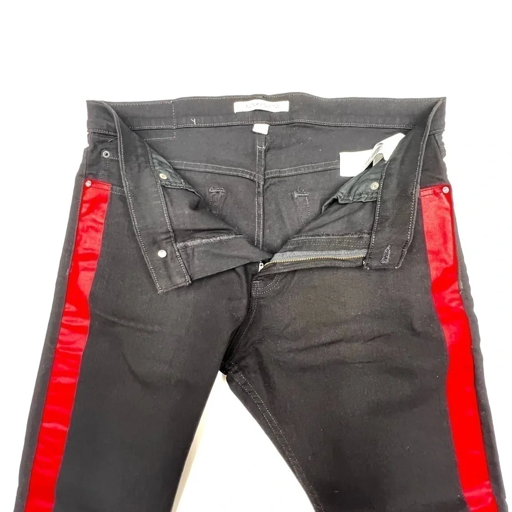 CALVIN KLEIN W38 xL32 Black Jeans with Red Stripe