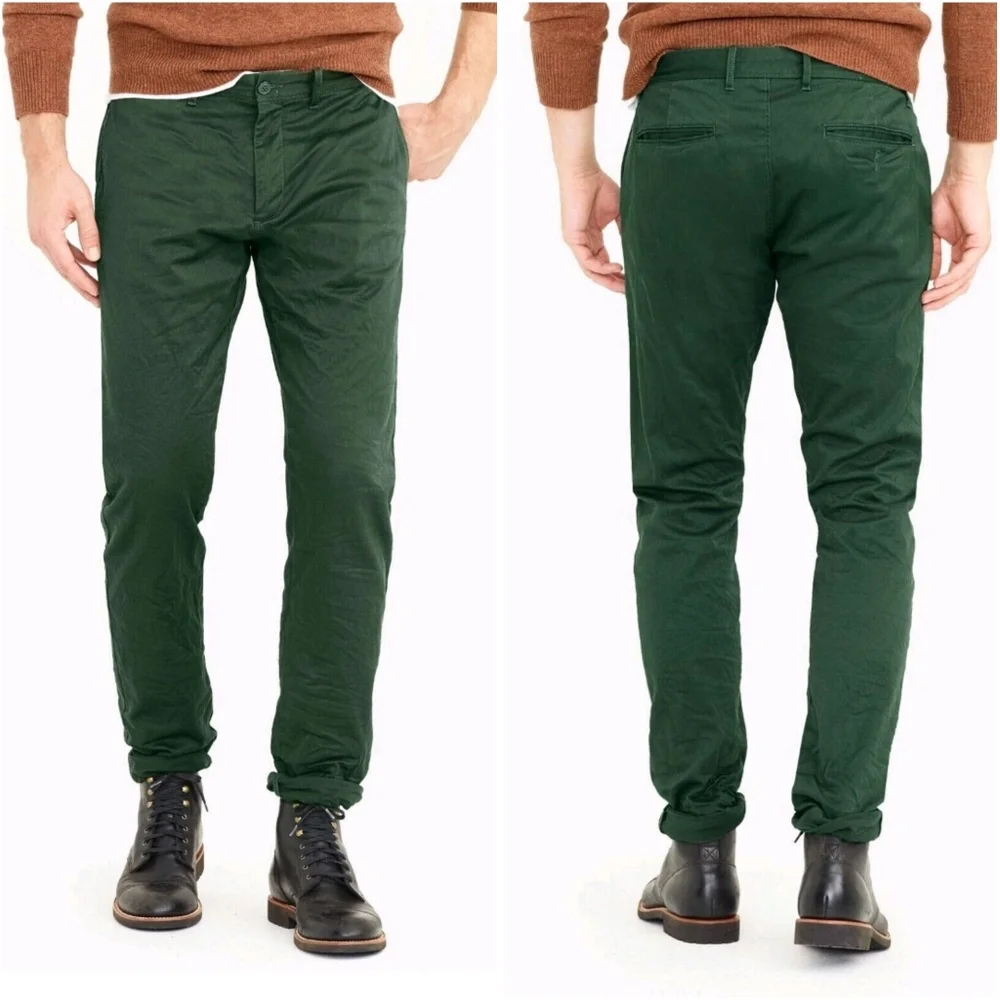 J.Crew Stretch Chino Pants Green Men’s 32x34 Slim Cotton Style E1589