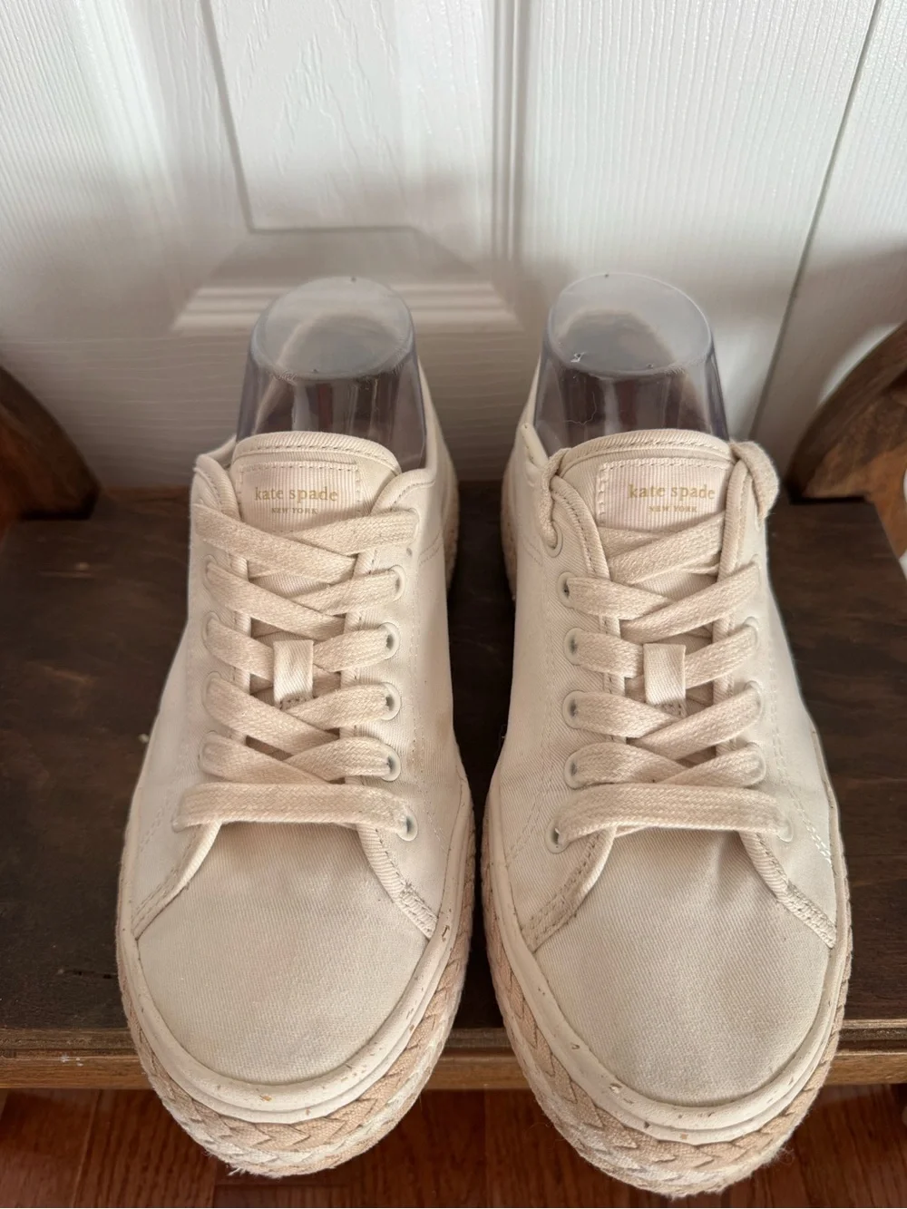 Kate Spade Cream Canvas Platform Espadrille Sneakers