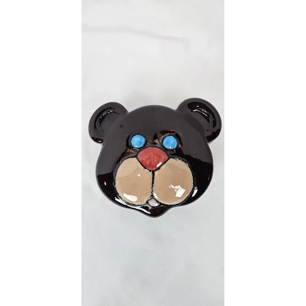 Vintage Teddy Bear Ceramic Trinket Box Brown Bear Lidded‎ Dish Cute Decor