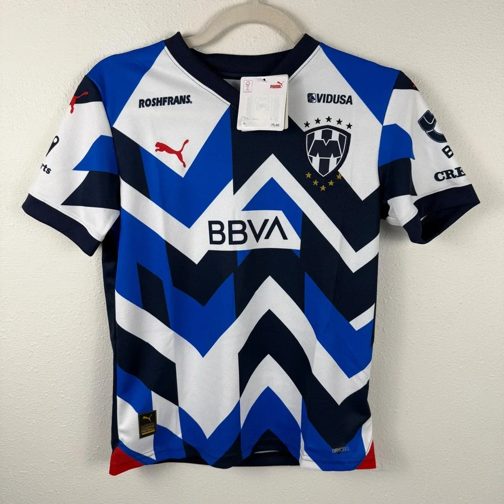 Puma Rayados de Monterrey Kids‎ Soccer Jersey DryCell Blue White BBVA Authentic
