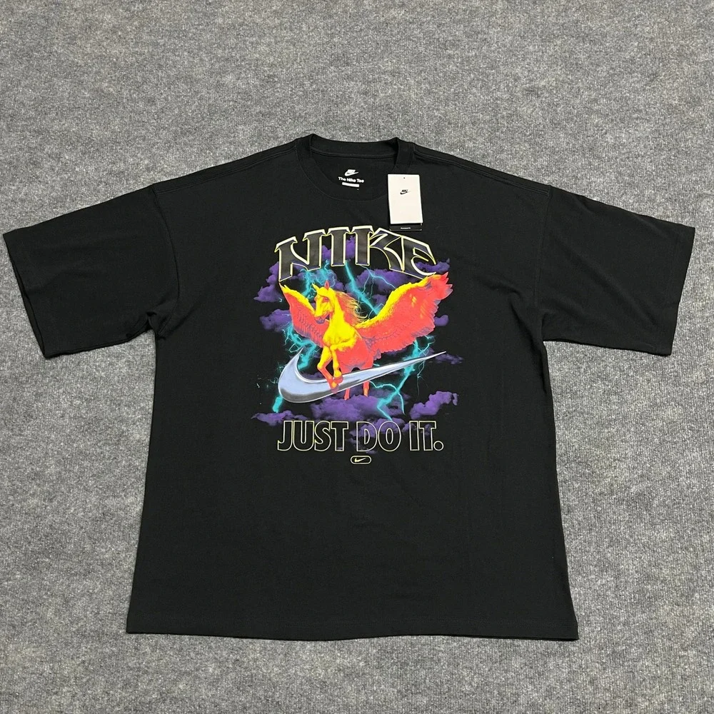 NEW Nike Shirt Mens Medium Black Pegasus Graphic Tee Oversized Fit FJ1089-010