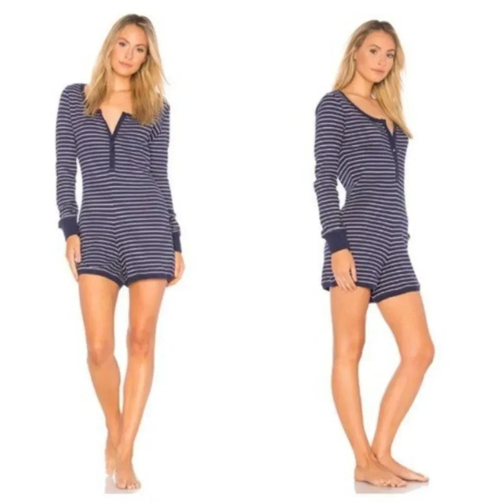 NWT Plush Apparel Thermal Knit Pajama Romper | XS