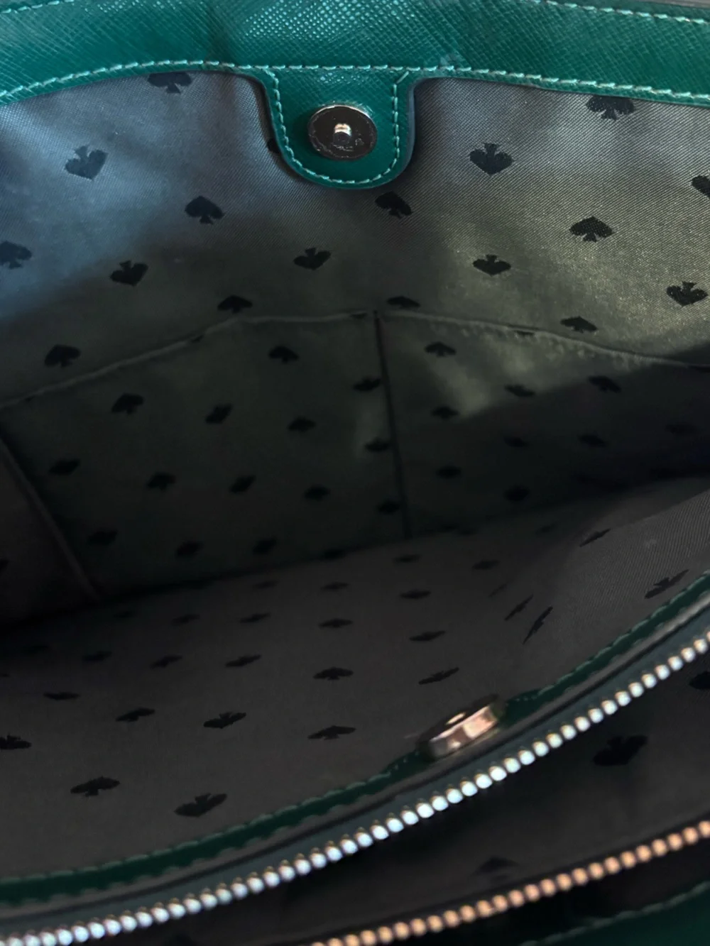Kate Spade Perry Leather Laptop Tote Deep Jade Green