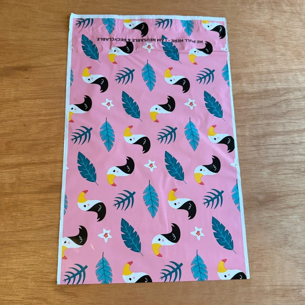 10x13 Toucan Tropical Pink‎ polymailers shipping office 15 NEW business bags
