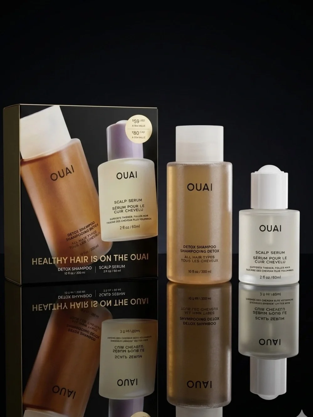 OUAI Healthy Hair Set Full Size Detox Shampoo & Scalp Serum Kit NIB