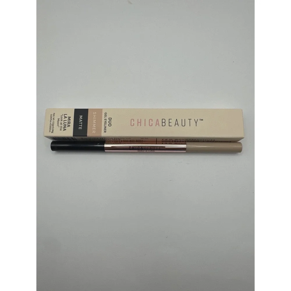 Chica Beauty Mira La Luna‎ Duo Gel Eyeliner Matte Black Shimmer Champagne New