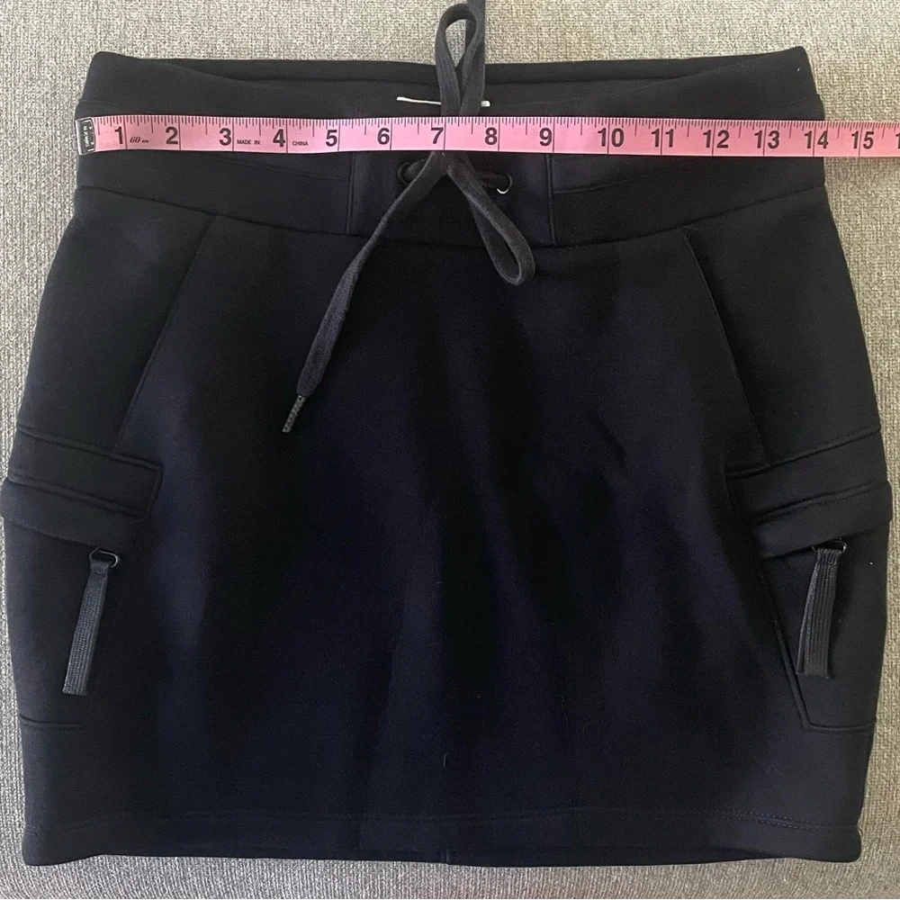 Helmut Lang Modal Black Mini Skirt Drawstring Waist Cargo Pockets Size XS