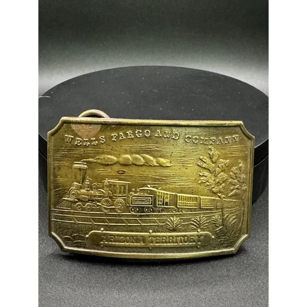 Wells Fargo And Company Brass Belt Buckle - Vintage Tiffany New York Arizona Ter