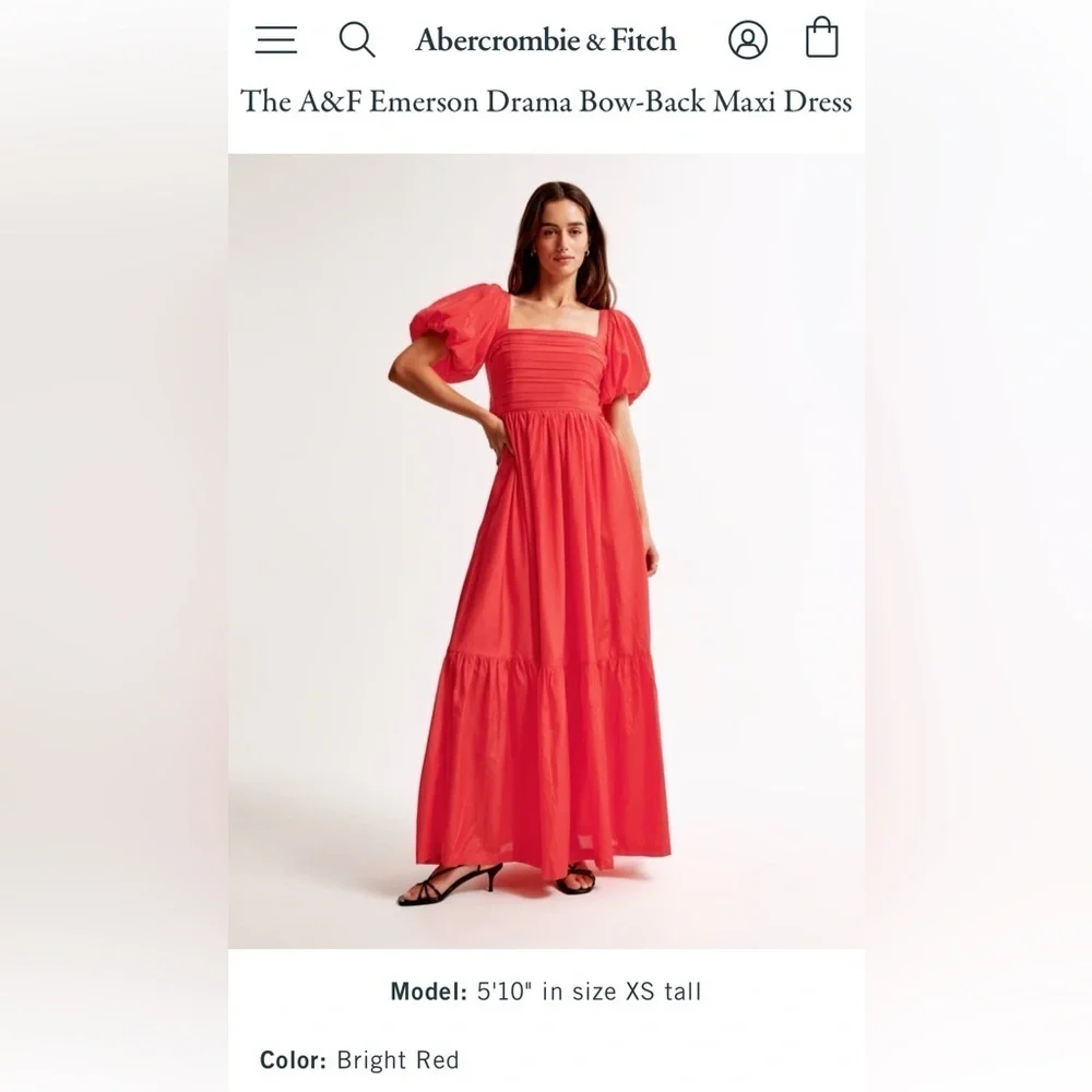 Abercrombie & Fitch Emerson Drama Bow-Back Maxi Dress NWT Party Size MP
