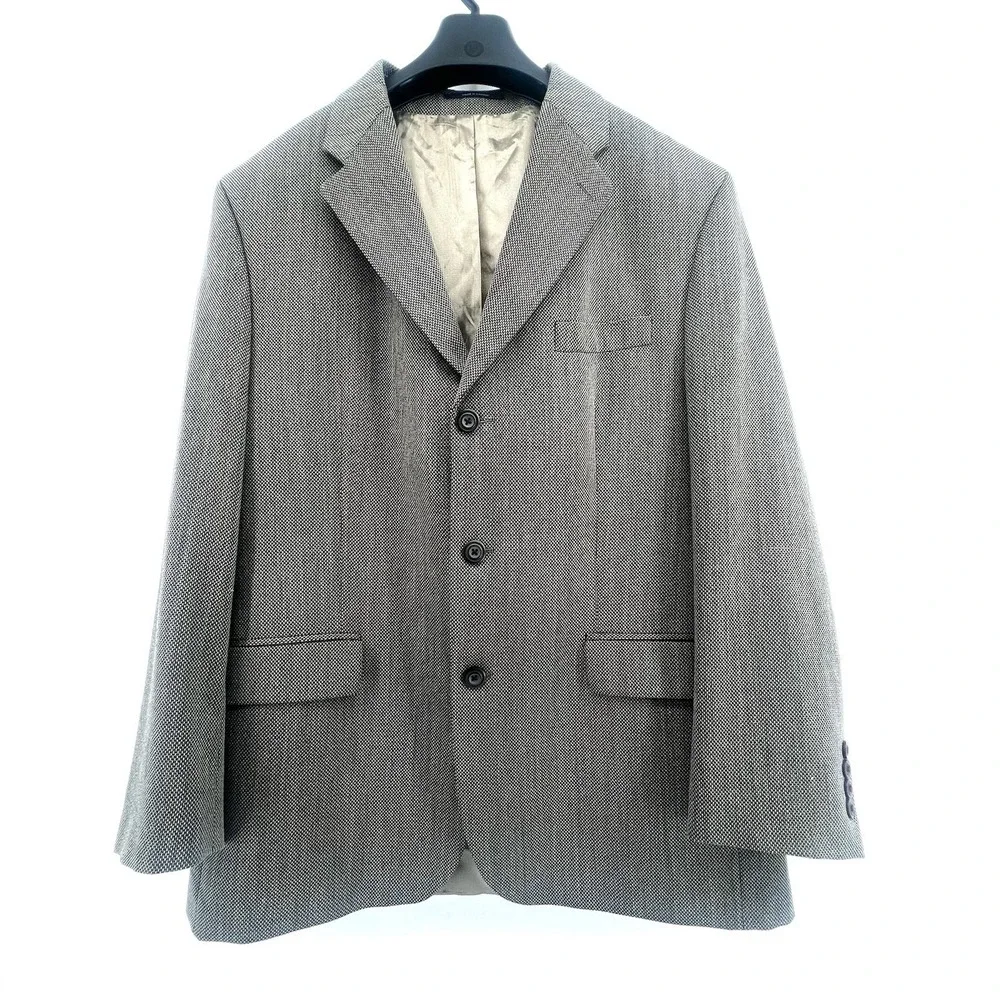Vintage Lauren Ralph Lauren Men's Blazer 44R Pure New‎ Wool Gray Herringbone