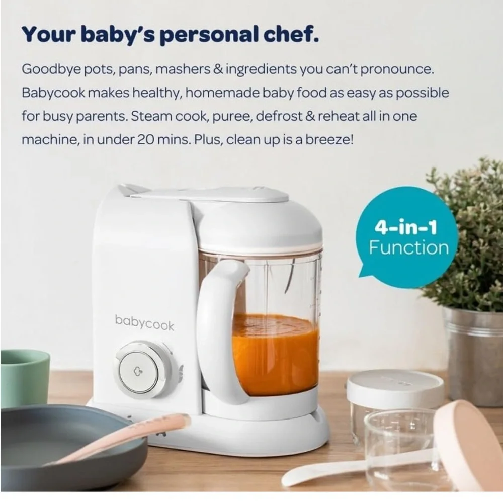BEABA Babycook Solo 4 in 1 Baby Food Maker,‎ Baby Food Processor, Steam Cook,