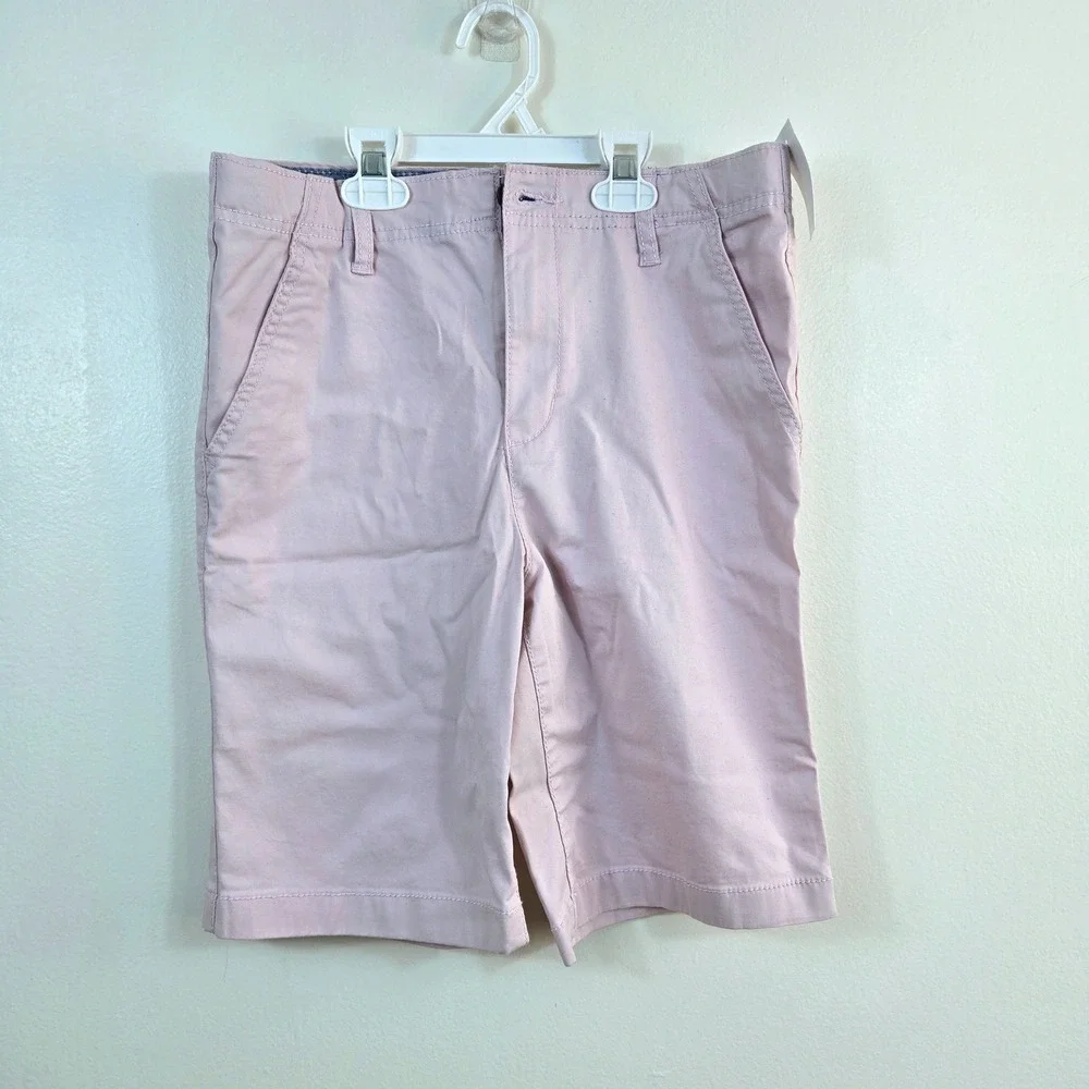 OshKosh Bgosh Boys Light Pink Twill Flat Front Preppy Chino Shorts 14 NEW Summer