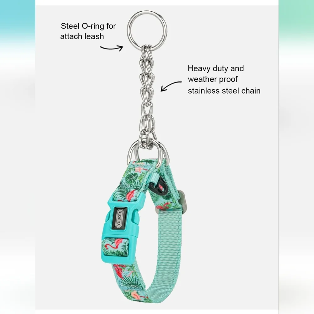 NWT Amazon Yudote Dog Collar Martingale Flamingo Print Sz S