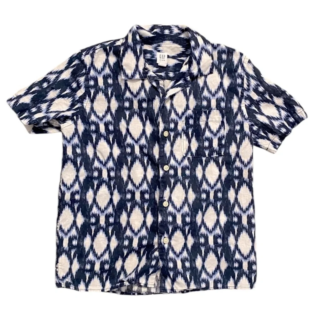 GAP‎ Linen-Cotton Button-Down Short Sleeve Shirt