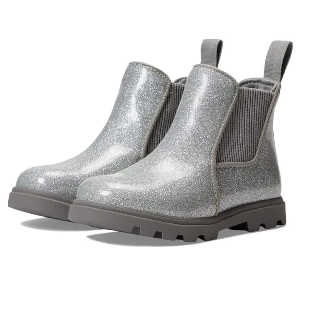 Native Shoes Kids Silver Glitter Kensington Treklite Chelsea Boots Size 6