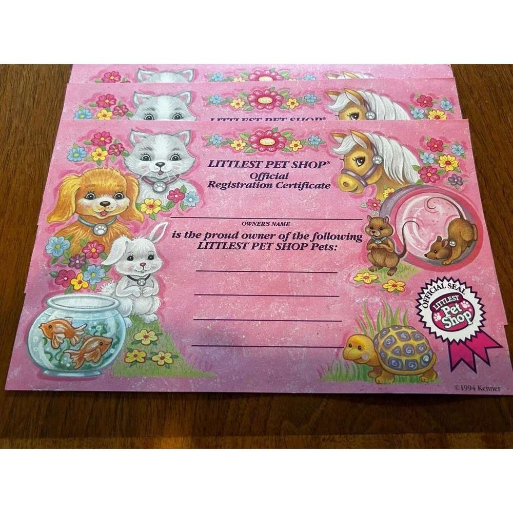 Littlest Pet Shop comes certificates