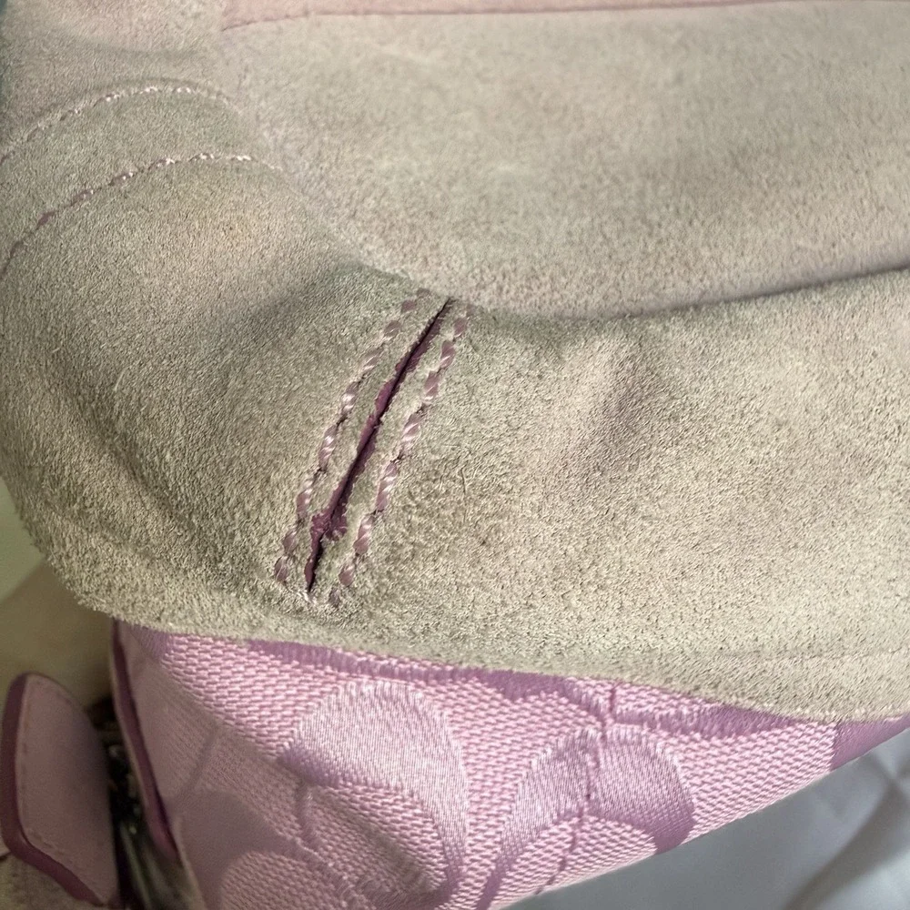 Vintage COACH Signature East West Hobo Shoulder Bag Purse Pink Canvas Y2K