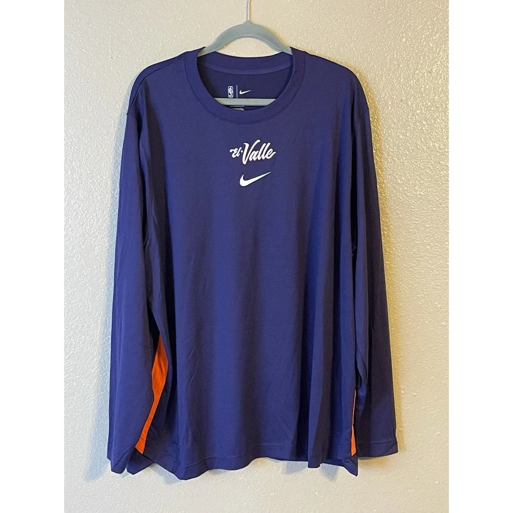 Men's 2XL NWOT Phoenix Suns Nike Dri-Fit Long‎ Sleeve Shirt Purple