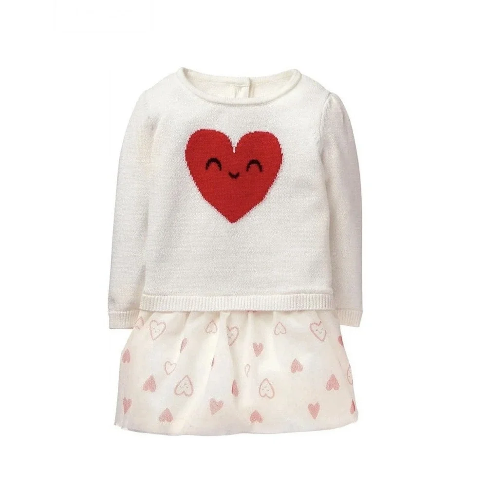 Gymboree Baby 18-24 months Dress Valentine's Day Heart‎ Knit Sweater w/ Tutu